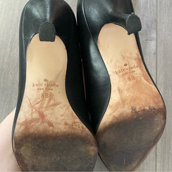 Kate‎ Spade Vivian Pumps Black Leather Point Toe Heels - Picture 8 of 8